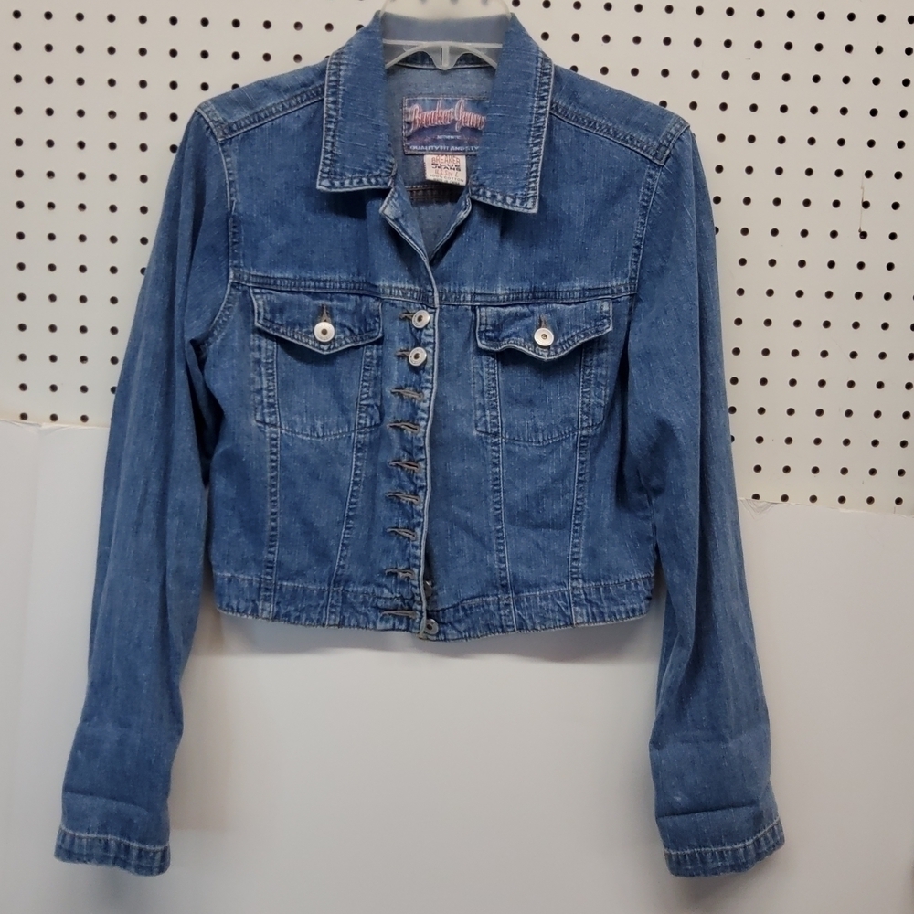 𝅺VINTAGE breaker jeans denim jacket size large short waist great condition